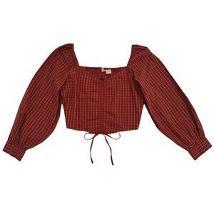 Levi's red plaid blouse, slim fit, long puffed sleeves, Size S, NWT